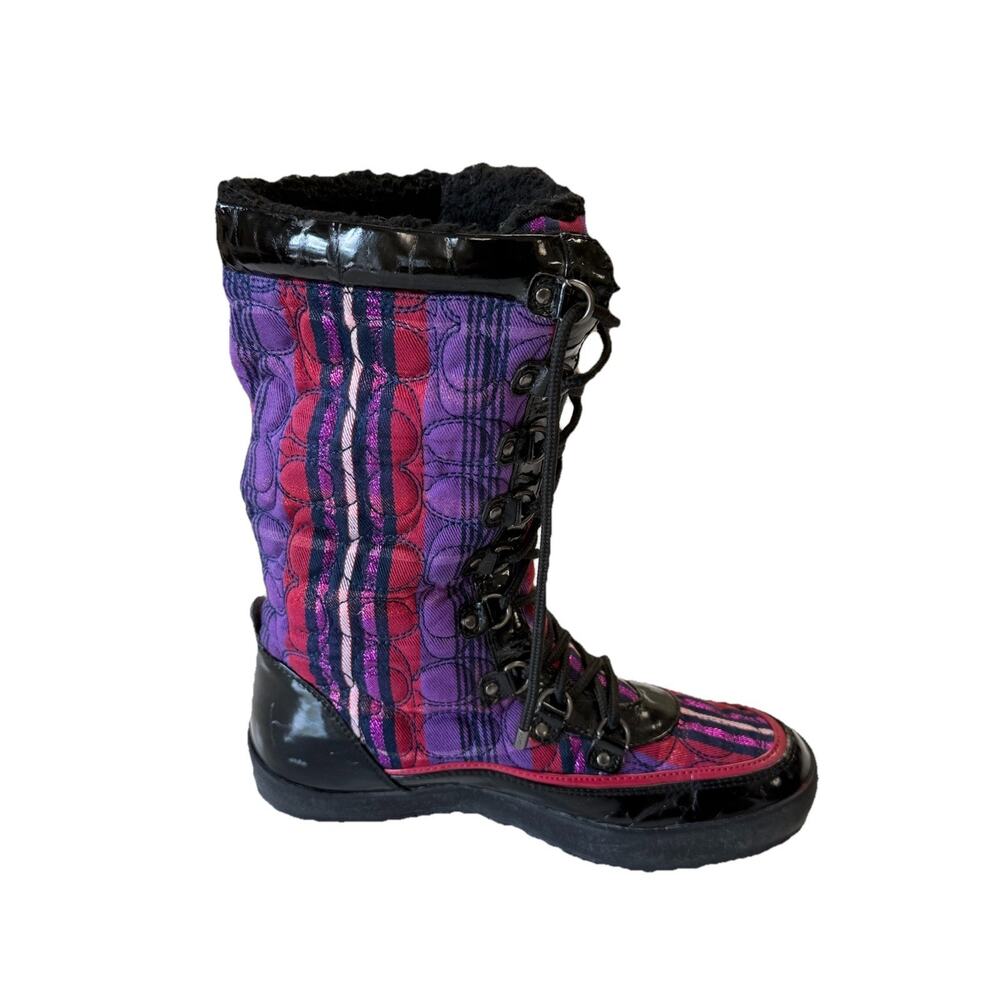 Y2K COACH Peggy Shearling Lined Plaid Quilted Snow Boots Size 7.5 - Picture 7 of 9